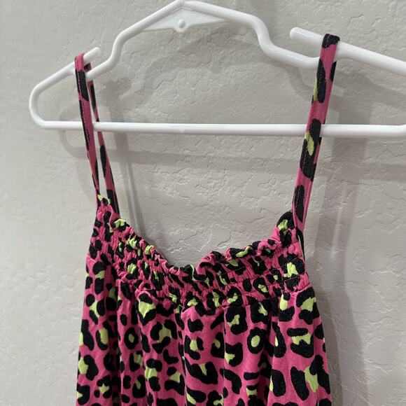 Posh Peanut Neon Pink Cheetah Animal Print Tank Romper - Picture 2 of 6